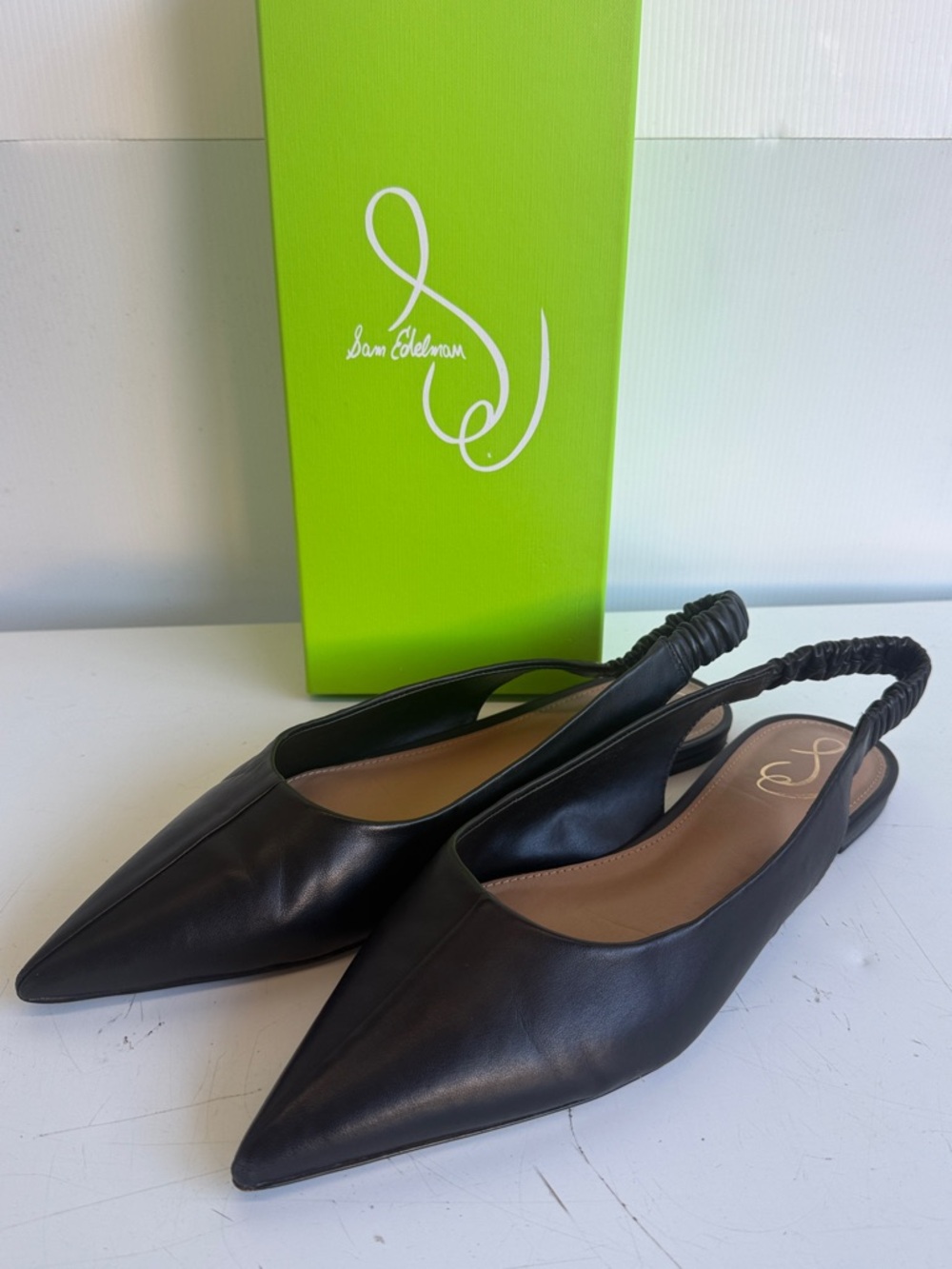 SAM EDELMAN WHITNEY SLINGBACK POINTED TOE FLAT SIZE 12 BLACK PERFECT CONDITION